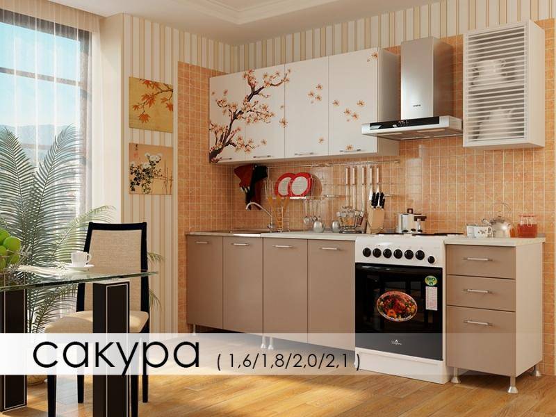 кухня с фотопечатью сакура в Иркутске