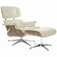 кресло eames style lounge chair & ottoman кремовое в Иркутске