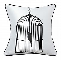 подушка с птичкой в клетке birdie in a cage white в Иркутске