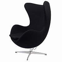 кресло arne jacobsen style egg chair черное в Иркутске