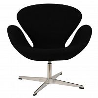 кресло arne jacobsen style swan chair черная шерсть в Иркутске