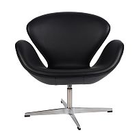 кресло arne jacobsen style swan chair черное в Иркутске