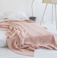 комплект плед с косами (180*220) и 2 наволочки (50*50) св. персик в Иркутске