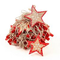 набор елочных украшений звезда деревянная с красным ободком christmas stars, 30 штук в Иркутске