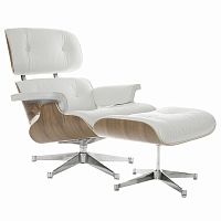 кресло eames style lounge chair & ottoman белое в Иркутске