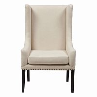 кресло мягкое с ушами белое nailhead fabric armchair в Иркутске