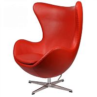 кресло arne jacobsen style egg chair кожа красное в Иркутске