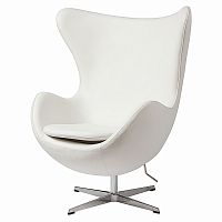 кресло egg chair кожа белое в Иркутске