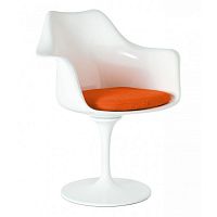 кресло tulip armchair бело-оранжевое шерсть в Иркутске