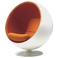 кресло eero ball chair бело-оранжевое в Иркутске