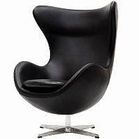 кресло с подлокотниками arne jacobsen style egg chair черное в Иркутске