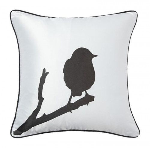 подушка с птичкой на ветке lone bird white в Иркутске