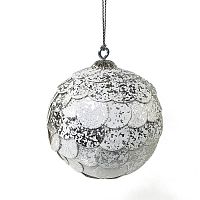 шар новогодний серебряный с мраморными чешуйками paper ball, 10 см в Иркутске