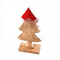 украшение новогоднее ель деревянная красная в горошек love tree, 28х12х6 см в Иркутске