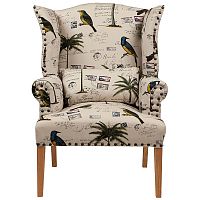 кресло мягкое с ушами quinn tufted armchair бежевое с рисунком в Иркутске