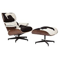 кресло lounge chair & ottoman черно-белое в Иркутске